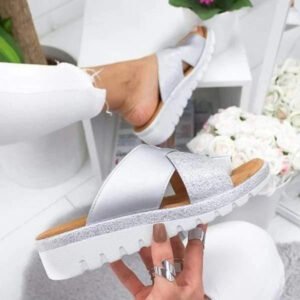 Flat Slip On Summer Sandals with Wide Toe Box and Open Toe Design Style