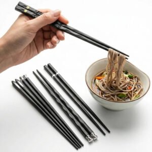 Reusable Chopsticks Set of 5 Pairs with Non Slip Grip Design
